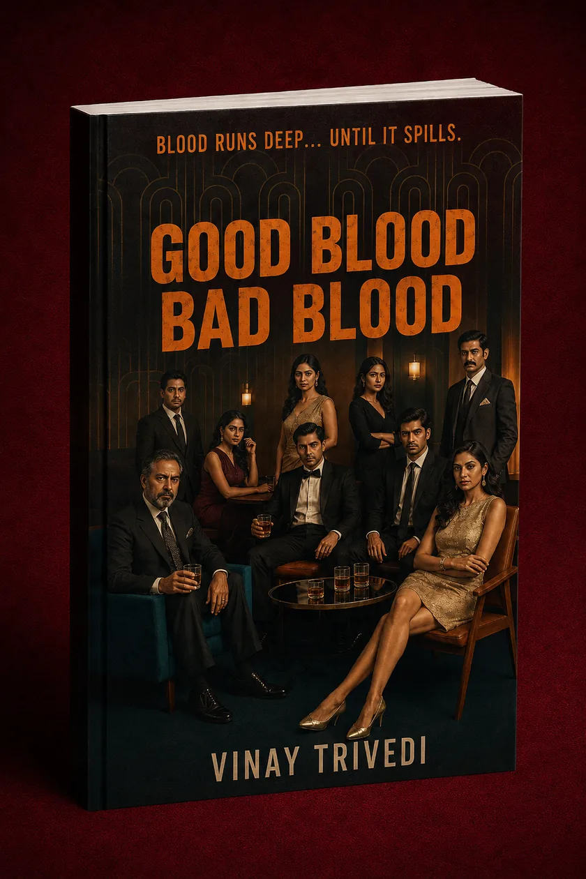 Good Blood. Bad Blood by Vinay Trivedi, toxic family crime mystery novel cover